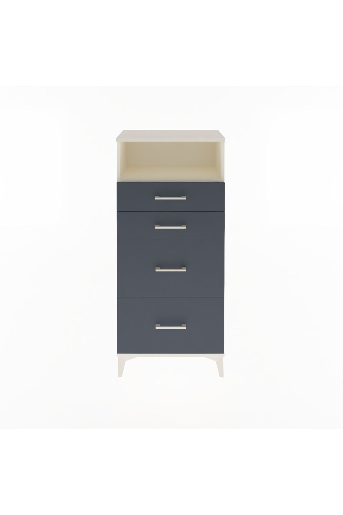 Arges Dolap Tek Raflı 4 Çekmeceli 60x30x134 Aytaşı-Antrasit