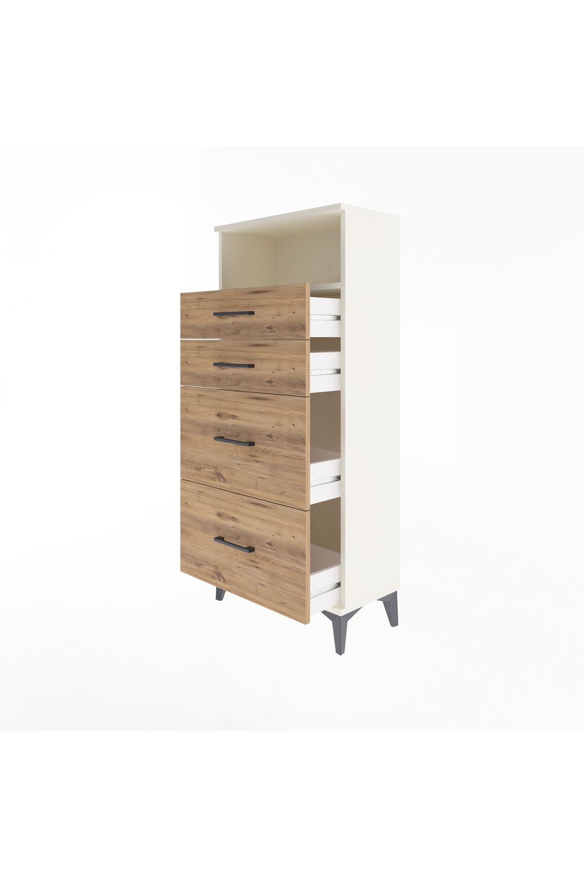 Arges Dolap Tek Raflı 4 Çekmeceli 60x30x134 Aytaşı-Çam