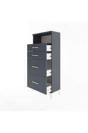 Arges Dolap Tek Raflı 4 Çekmeceli 60x30x134 Antrasit-Antrasit