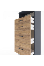 Arges Dolap Tek Raflı 4 Çekmeceli 60x30x134 Antrasit-Çam