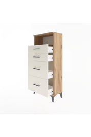 Arges Dolap Tek Raflı 4 Çekmeceli 60x30x134 Çam-Aytaşı