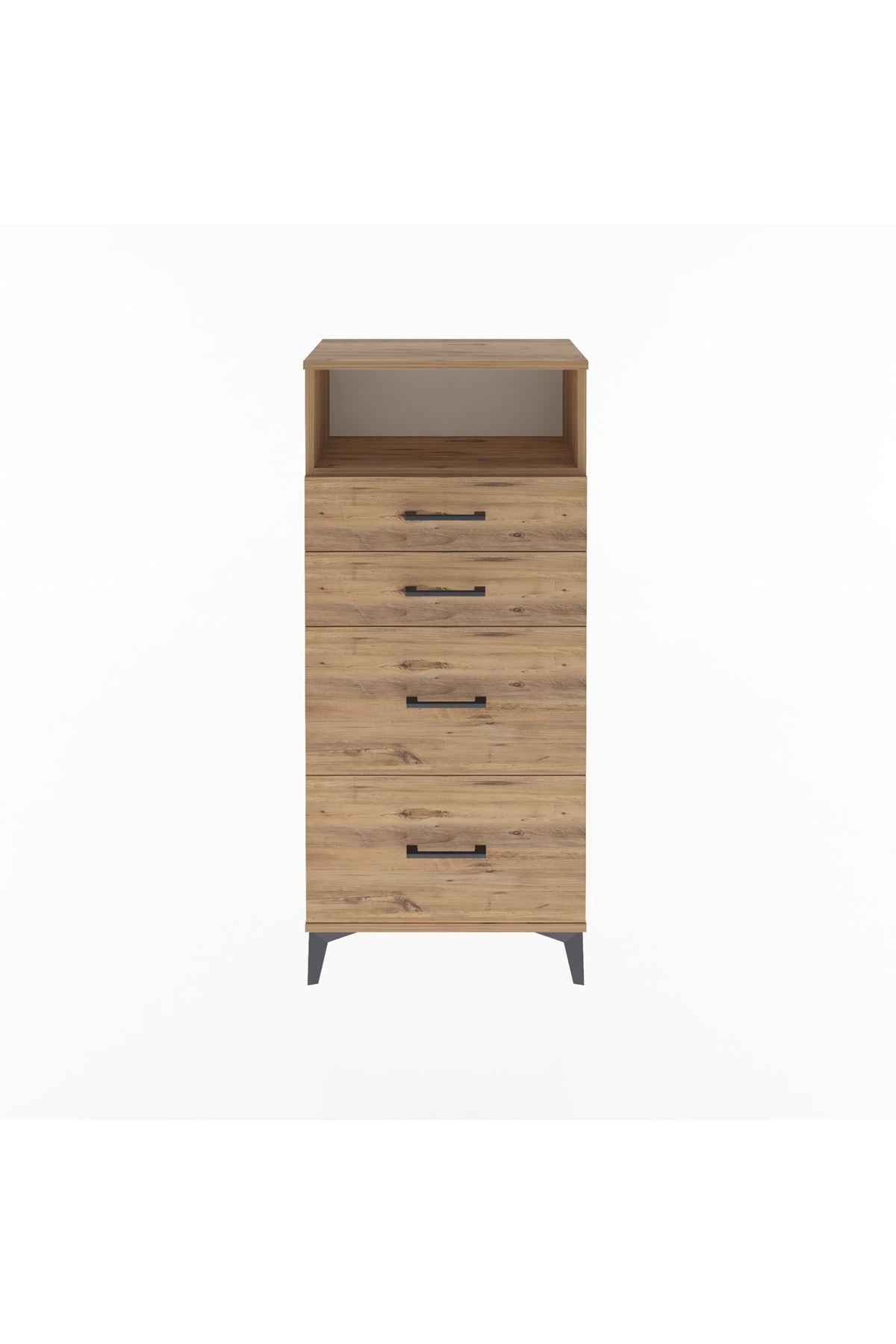 Arges Dolap Tek Raflı 4 Çekmeceli 60x30x134 Çam-Çam