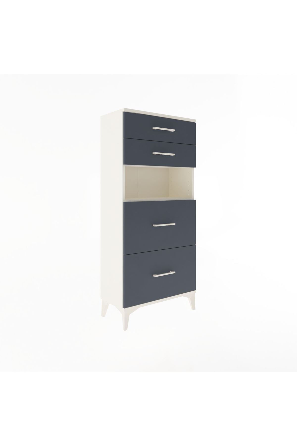 Arges Dolap Tek Raflı 4 Çekmeceli 60x30x134 Aytaşı-Antrasit