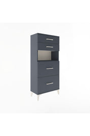 Arges Dolap Tek Raflı 4 Çekmeceli 60x30x134 Antrasit-Antrasit