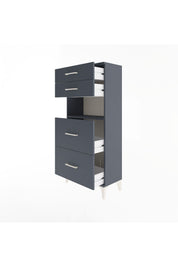 Arges Dolap Tek Raflı 4 Çekmeceli 60x30x134 Antrasit-Antrasit