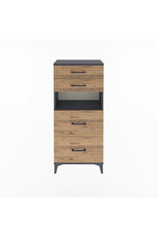 Arges Dolap Tek Raflı 4 Çekmeceli 60x30x134 Antrasit-Çam