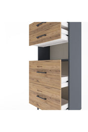 Arges Dolap Tek Raflı 4 Çekmeceli 60x30x134 Antrasit-Çam