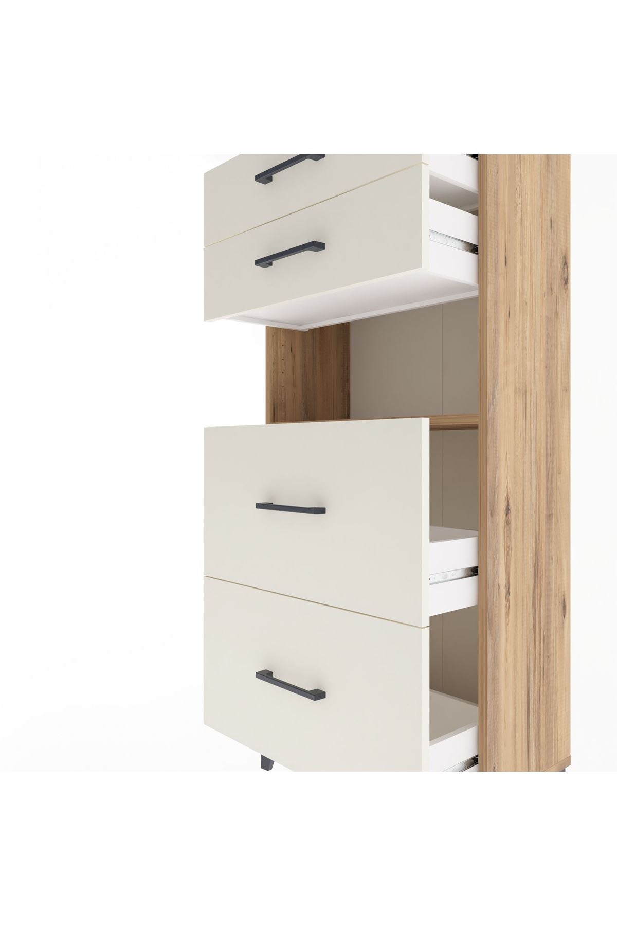 Arges Dolap Tek Raflı 4 Çekmeceli 60x30x134 Çam-Aytaşı