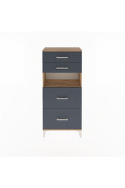 Arges Dolap Tek Raflı 4 Çekmeceli 60x30x134 Çam-Antrasit