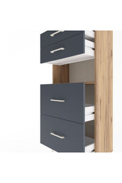 Arges Dolap Tek Raflı 4 Çekmeceli 60x30x134 Çam-Antrasit