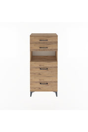 Arges Dolap Tek Raflı 4 Çekmeceli 60x30x134 Çam-Çam