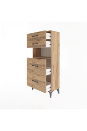 Arges Dolap Tek Raflı 4 Çekmeceli 60x30x134 Çam-Çam