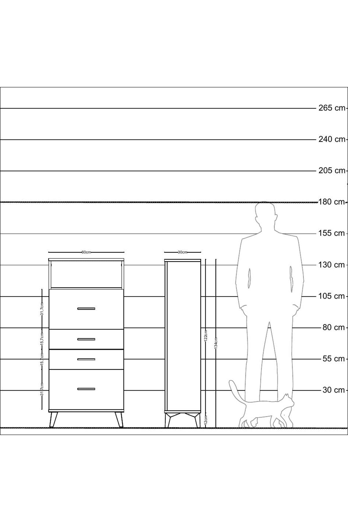 Arges Dolap Tek Raflı 4 Çekmeceli 60x30x134 Aytaşı-Aytaşı