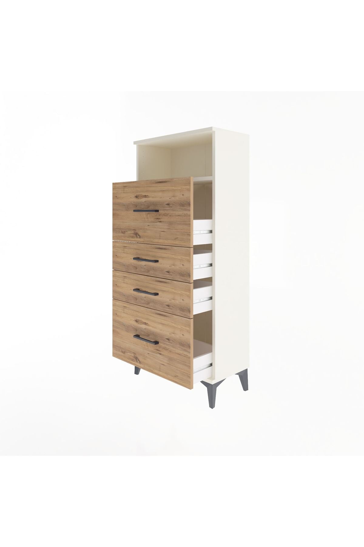 Arges Dolap Tek Raflı 4 Çekmeceli 60x30x134 Aytaşı-Çam