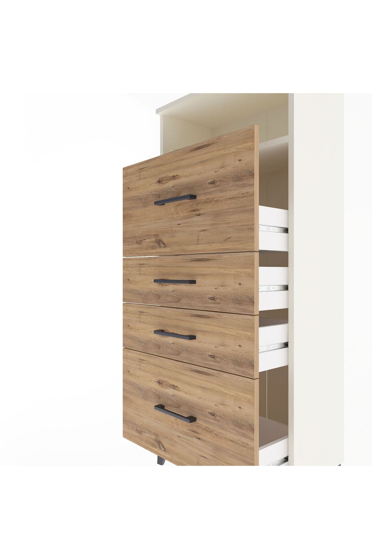 Arges Dolap Tek Raflı 4 Çekmeceli 60x30x134 Aytaşı-Çam