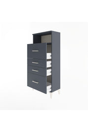 Arges Dolap Tek Raflı 4 Çekmeceli 60x30x134 Antrasit-Antrasit