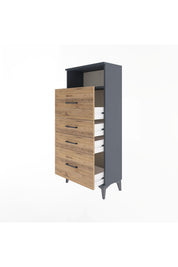 Arges Dolap Tek Raflı 4 Çekmeceli 60x30x134 Antrasit-Çam