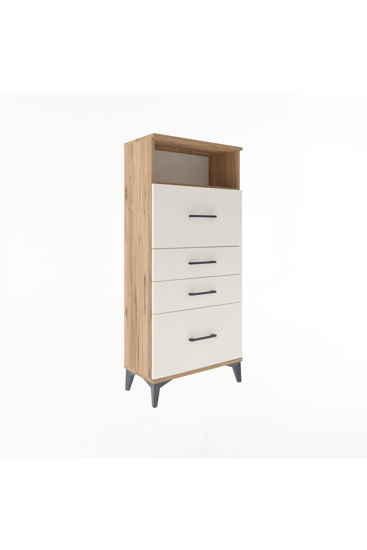 Arges Dolap Tek Raflı 4 Çekmeceli 60x30x134 Çam-Aytaşı