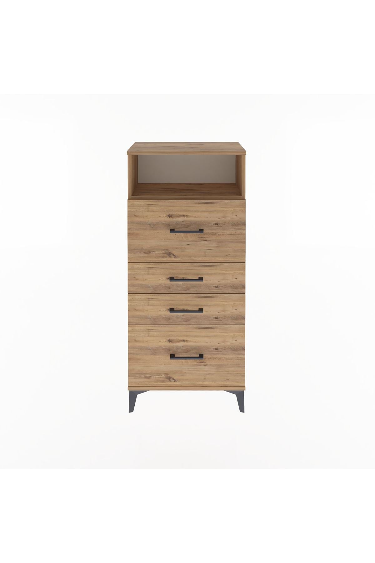 Arges Dolap Tek Raflı 4 Çekmeceli 60x30x134 Çam-Çam