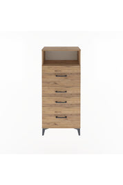 Arges Dolap Tek Raflı 4 Çekmeceli 60x30x134 Çam-Çam