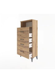 Arges Dolap Tek Raflı 4 Çekmeceli 60x30x134 Çam-Çam