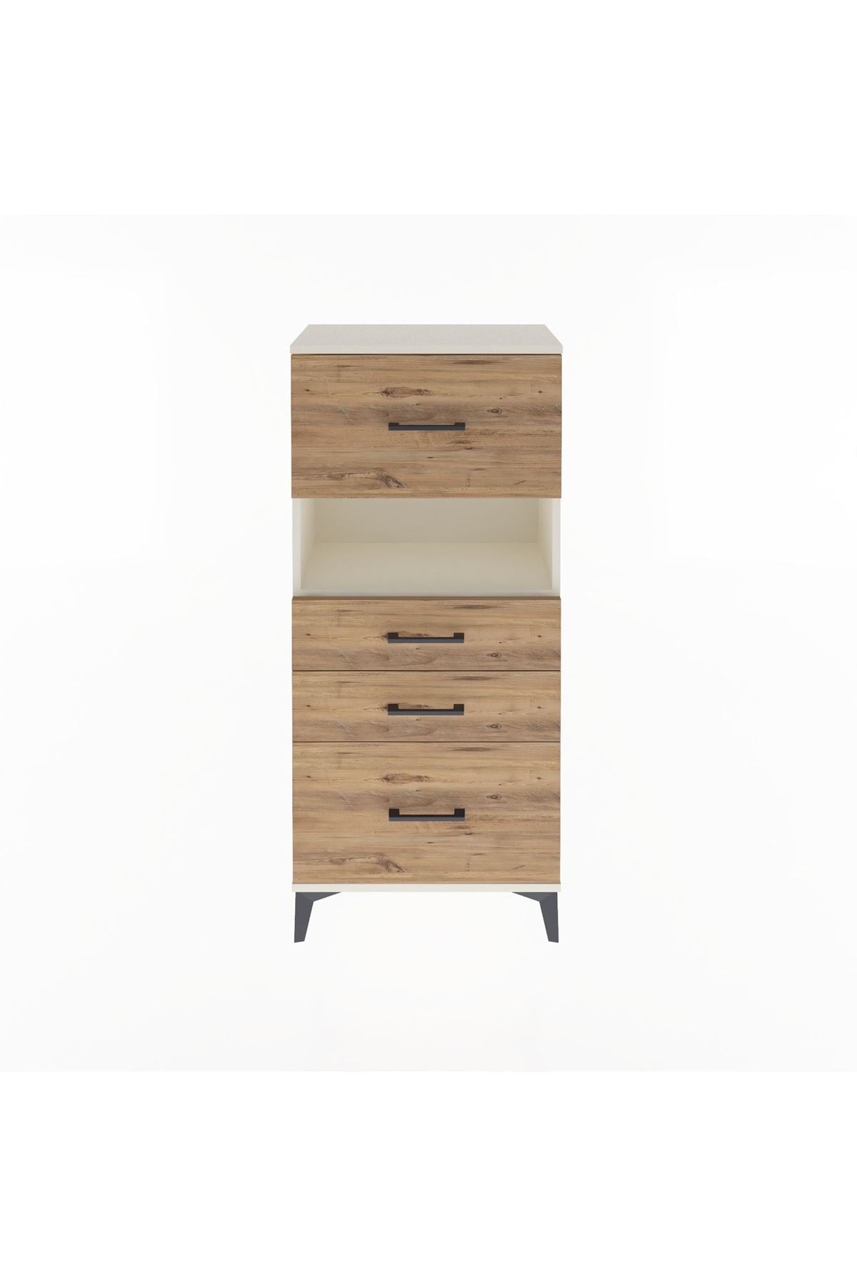 Arges Dolap Tek Raflı 4 Çekmeceli 60x30x134 Aytaşı-Çam