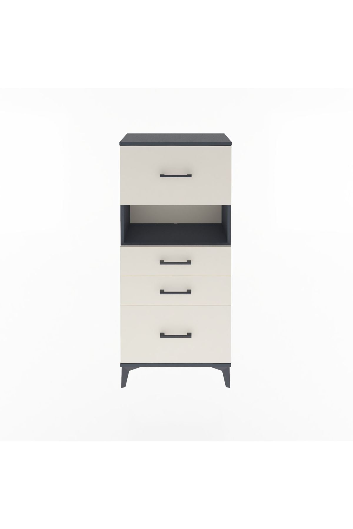 Arges Dolap Tek Raflı 4 Çekmeceli 60x30x134 Antrasit-Aytaşı