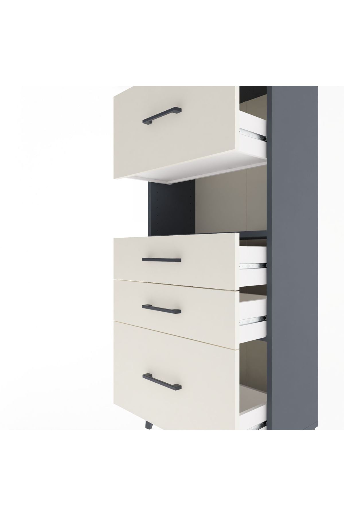 Arges Dolap Tek Raflı 4 Çekmeceli 60x30x134 Antrasit-Aytaşı