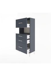 Arges Dolap Tek Raflı 4 Çekmeceli 60x30x134 Antrasit-Antrasit