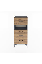 Arges Dolap Tek Raflı 4 Çekmeceli 60x30x134 Antrasit-Çam