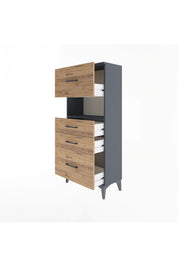 Arges Dolap Tek Raflı 4 Çekmeceli 60x30x134 Antrasit-Çam