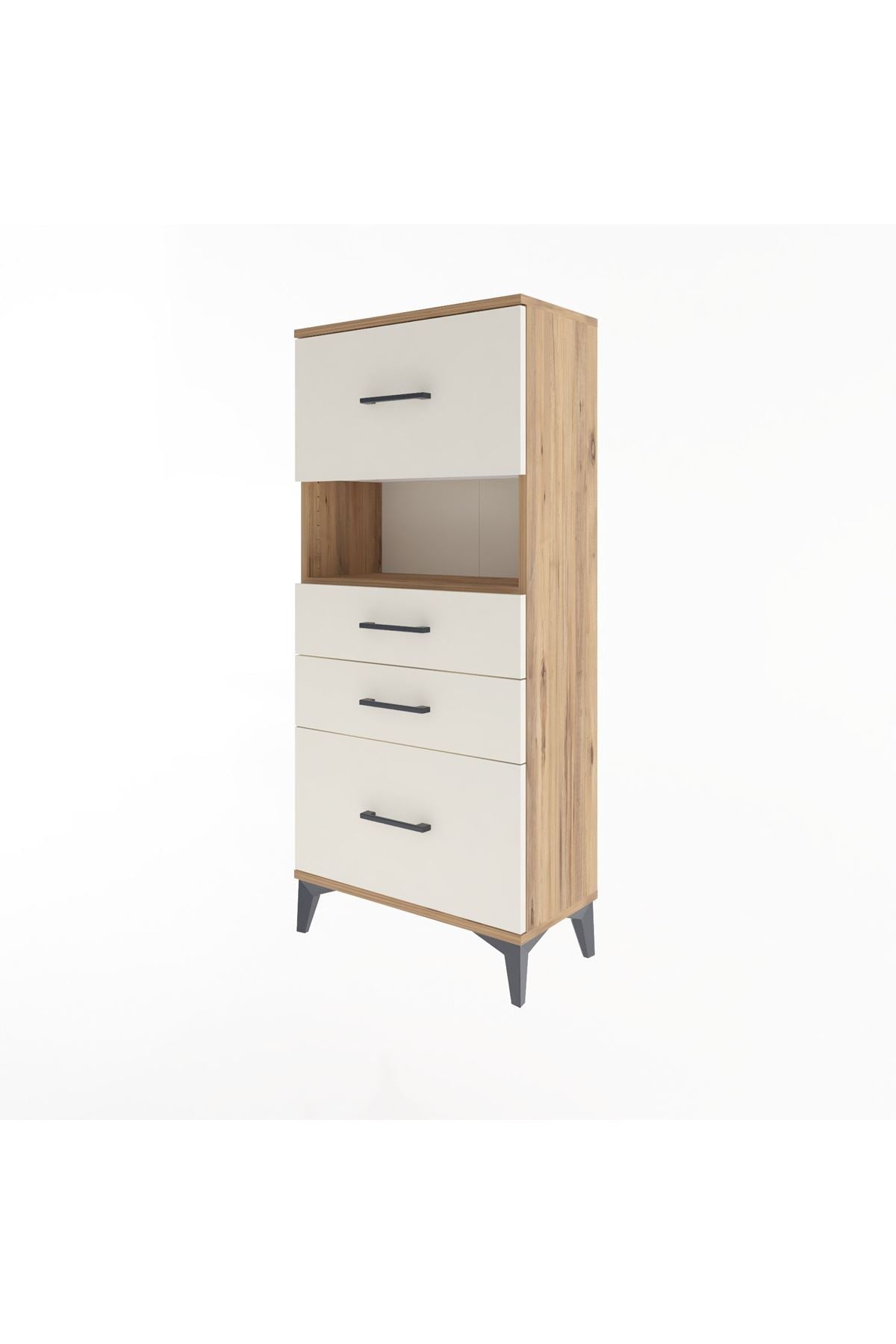 Arges Dolap Tek Raflı 4 Çekmeceli 60x30x134 Çam-Aytaşı