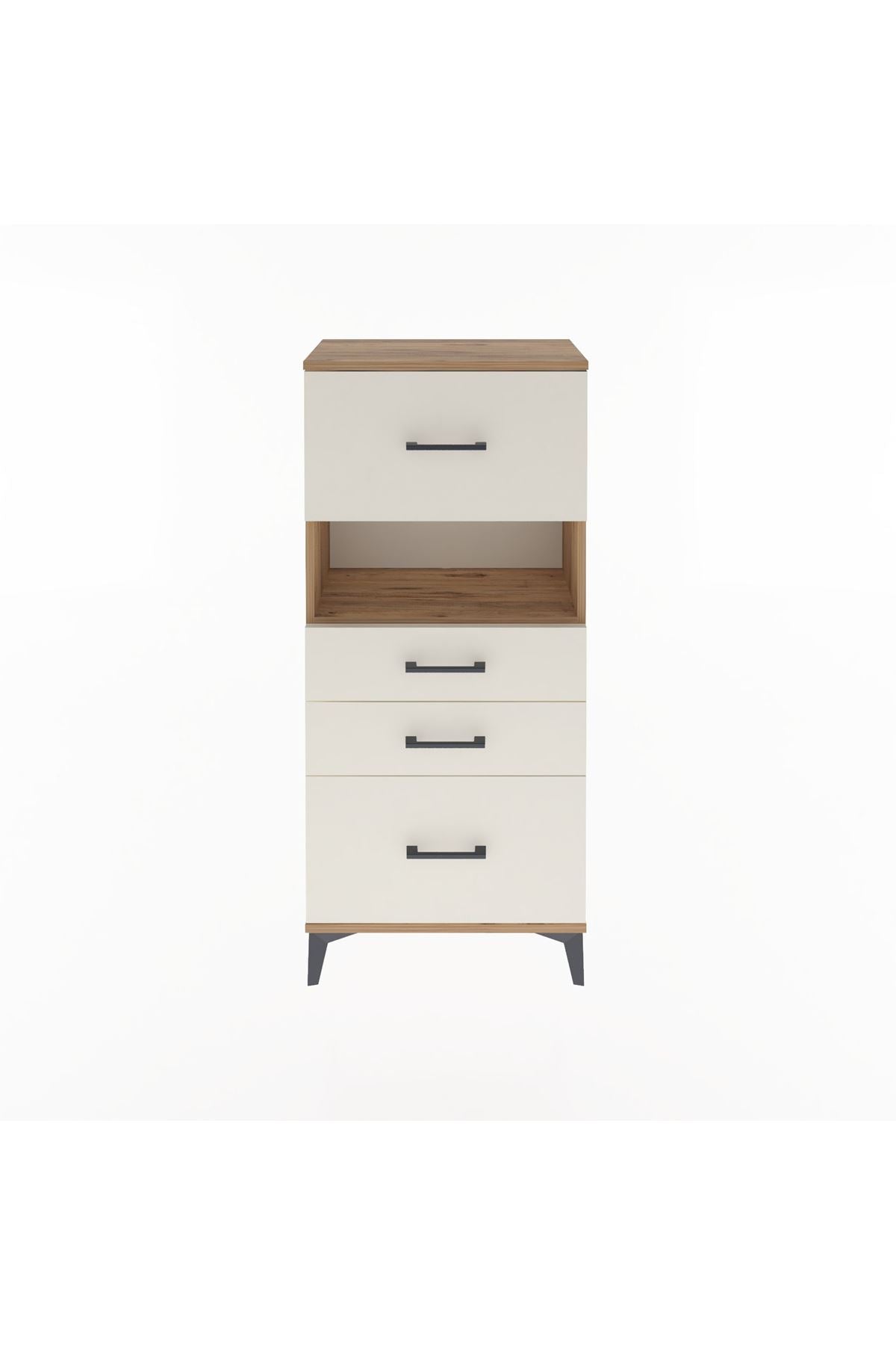 Arges Dolap Tek Raflı 4 Çekmeceli 60x30x134 Çam-Aytaşı