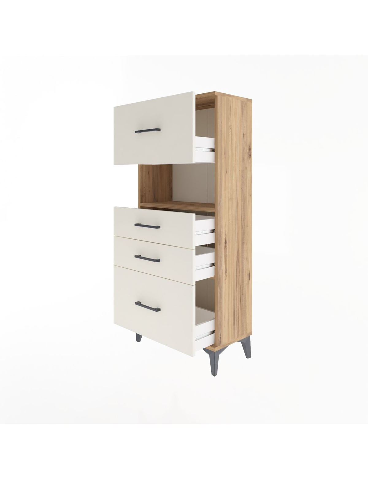 Arges Dolap Tek Raflı 4 Çekmeceli 60x30x134 - S17M038V7A