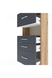 Arges Dolap Tek Raflı 4 Çekmeceli 60x30x134 Çam-Antrasit