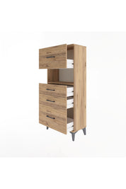 Arges Dolap Tek Raflı 4 Çekmeceli 60x30x134 Çam-Çam