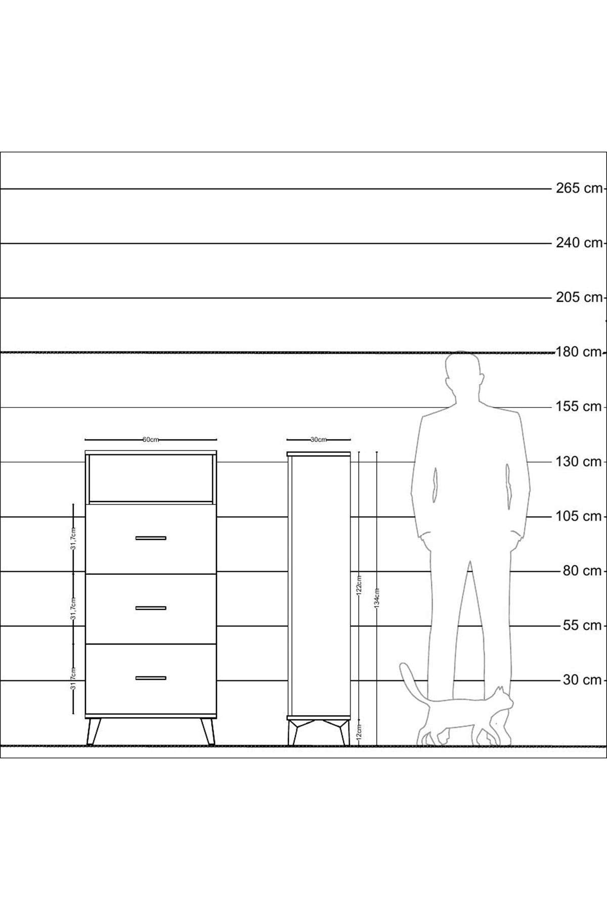 Arges Dolap Tek Raflı 3 Çekmeceli 60x30x134 Aytaşı-Aytaşı