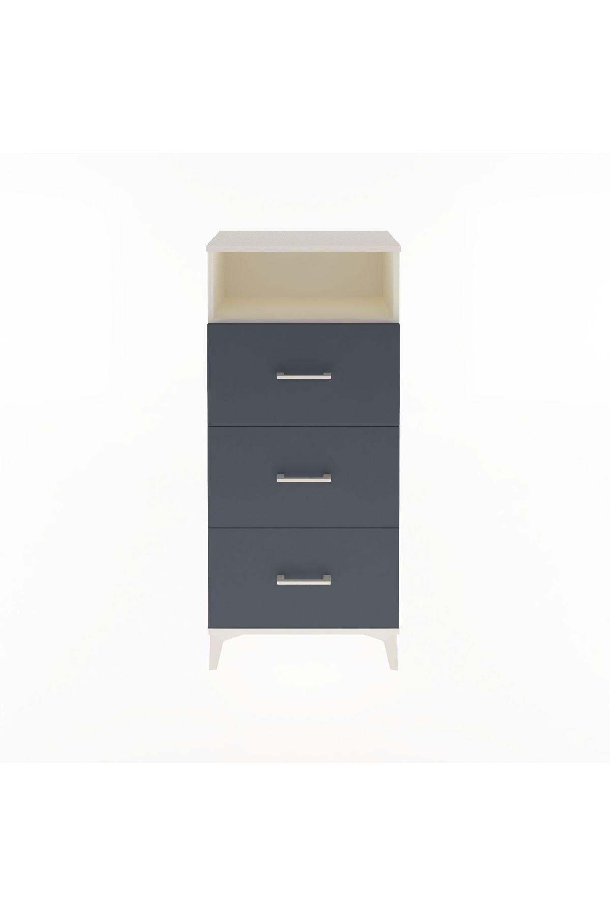 Arges Dolap Tek Raflı 3 Çekmeceli 60x30x134 Aytaşı-Antrasit