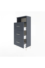 Arges Dolap Tek Raflı 3 Çekmeceli 60x30x134 Antrasit-Antrasit