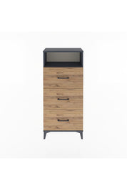 Arges Dolap Tek Raflı 3 Çekmeceli 60x30x134 Antrasit-Çam