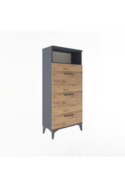 Arges Dolap Tek Raflı 3 Çekmeceli 60x30x134 Antrasit-Çam