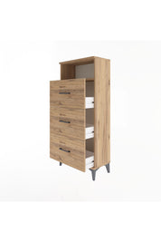 Arges Dolap Tek Raflı 3 Çekmeceli 60x30x134 Çam-Çam