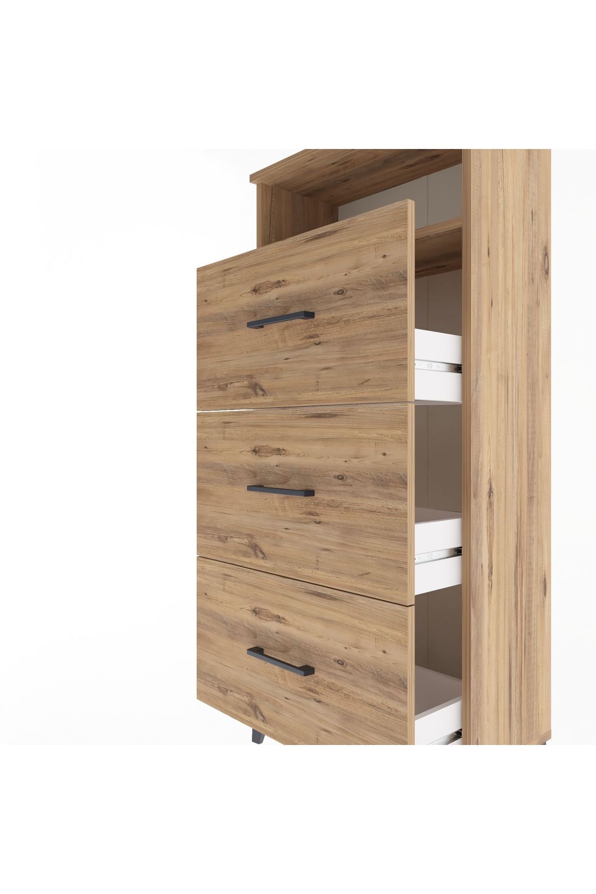 Arges Dolap Tek Raflı 3 Çekmeceli 60x30x134 Çam-Çam