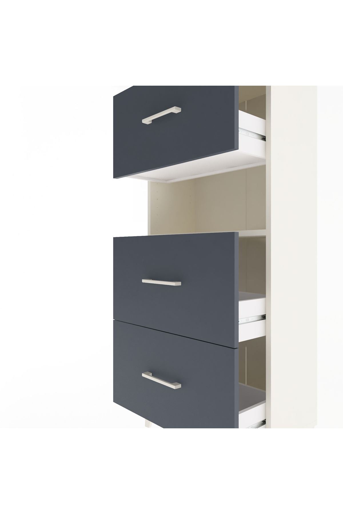 Arges Dolap Tek Raflı 3 Çekmeceli 60x30x134 Aytaşı-Antrasit