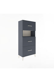 Arges Dolap Tek Raflı 3 Çekmeceli 60x30x134 Antrasit-Antrasit