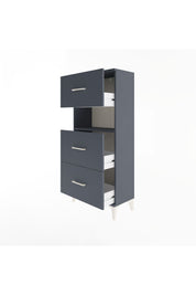 Arges Dolap Tek Raflı 3 Çekmeceli 60x30x134 Antrasit-Antrasit