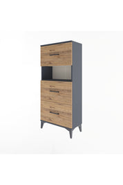 Arges Dolap Tek Raflı 3 Çekmeceli 60x30x134 Antrasit-Çam