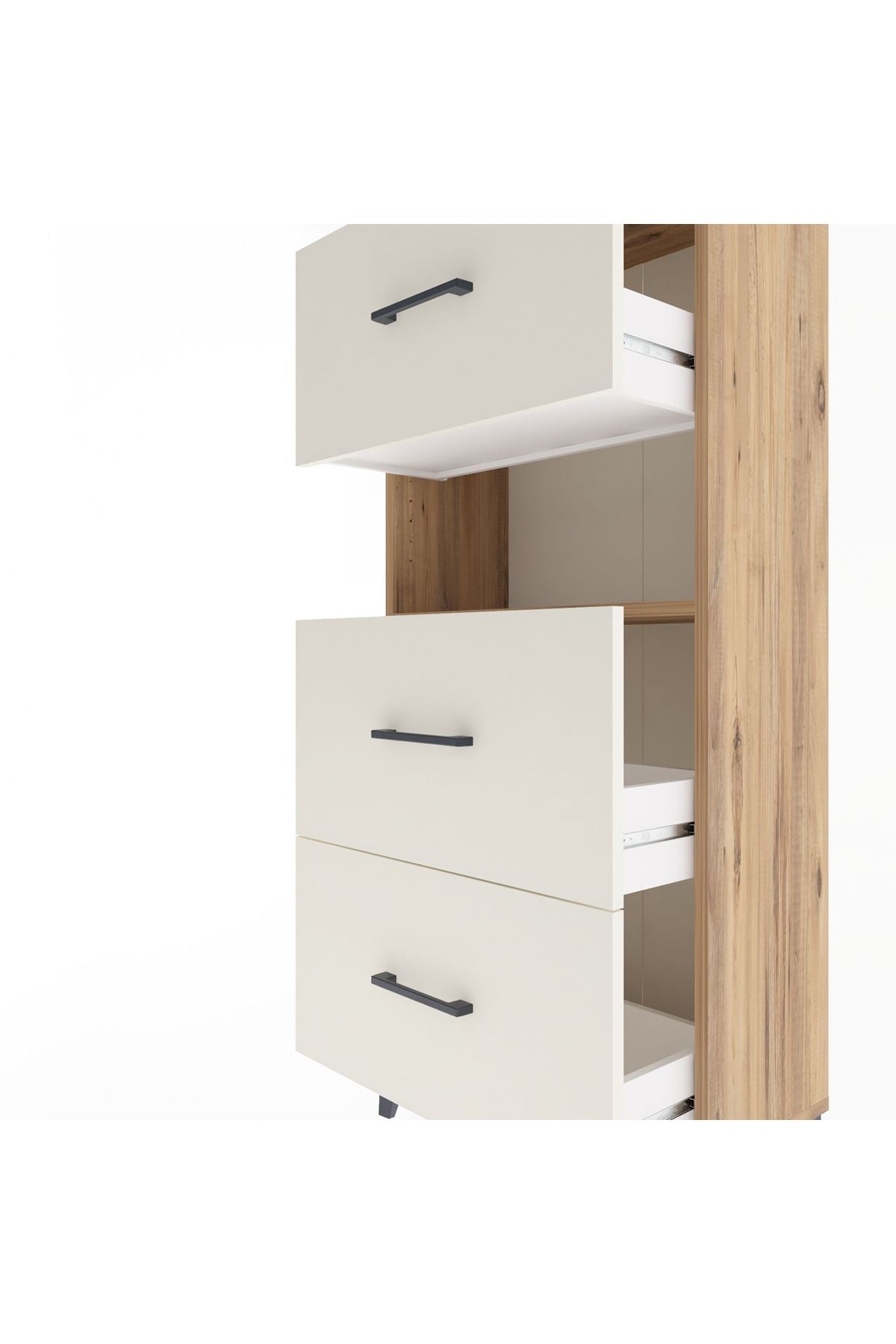Arges Dolap Tek Raflı 3 Çekmeceli 60x30x134 Çam-Aytaşı