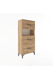 Arges Dolap Tek Raflı 3 Çekmeceli 60x30x134 Çam-Çam