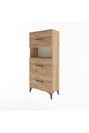Arges Dolap Tek Raflı 3 Çekmeceli 60x30x134 Çam-Çam